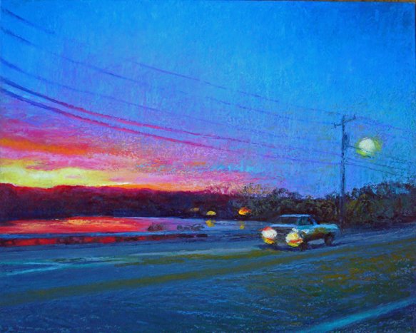 sunset-moonrise-lake-ripple